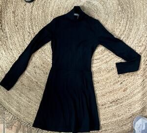 Reformation Jeans Maya Black Ribbed Long Sleeve Mini Dress Women's XXS NWT